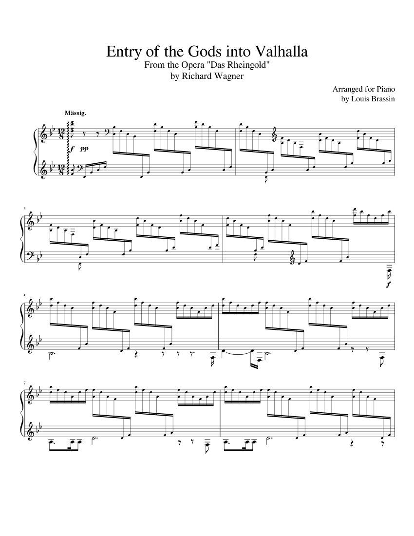 Wagner: Entry of the Gods into Valhalla (Piano solo) Sheet Music 