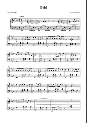 Gold - Spandau Ballet (Full Transcription) Sheet Music for Piano