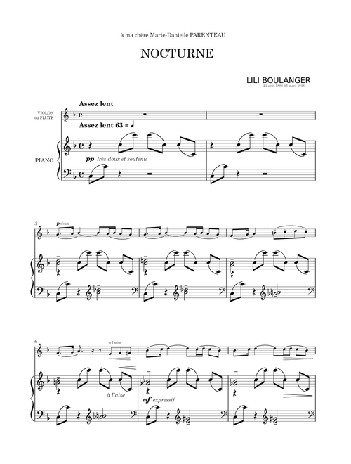 "Nocturne" de "deux pièces pour violon et piano"