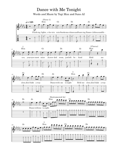 Dance with Me Tonight in Db Major