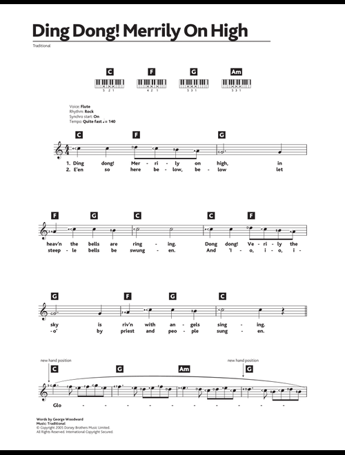 Ding Dong! Merrily On High - Traditional Carol, Traditional (Piano Chords-Lyrics)