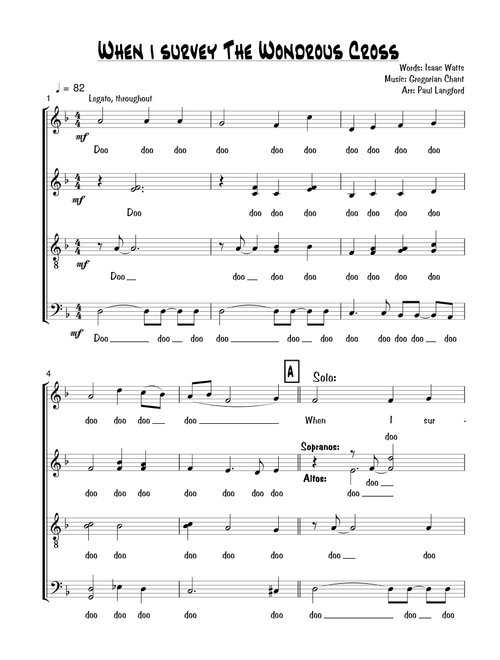 When I Survey the Wondrous Cross - SATB acappella (Arr. Paul Langford) - Isaac Watts, Lowell Mason (Choral, SATB)