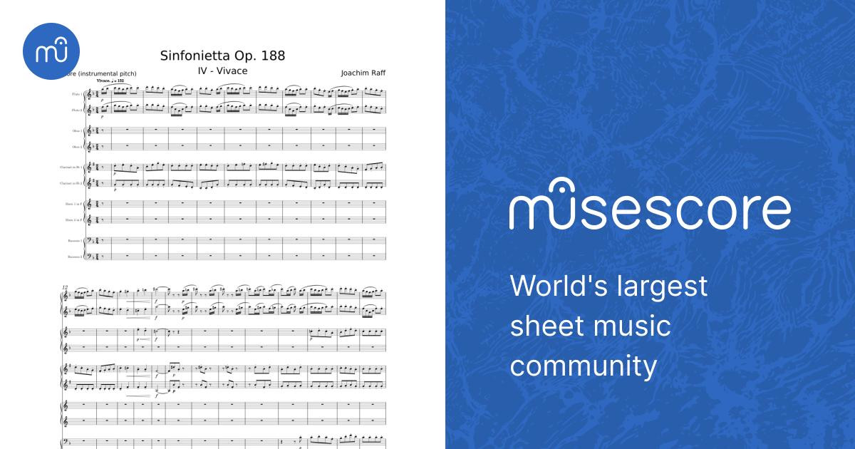 Sinfonietta, Op.188 - Joachim Raff Sheet Music for Flute, Oboe ...
