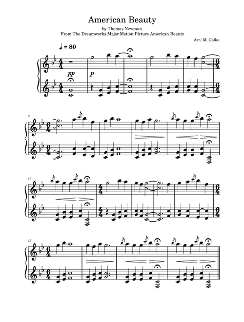 American Beauty (Arr. Magdalena Galka) - Thomas Newman (Piano Solo)