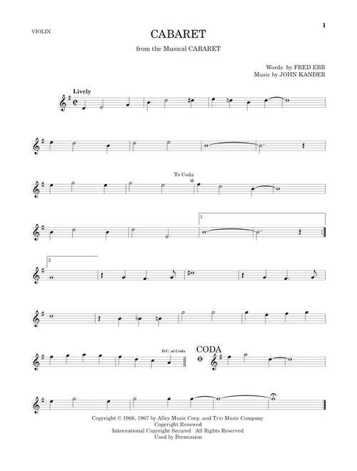 Cabaret - John Kander & Fred Ebb, Fred Ebb, John Kander (Violin Solo)