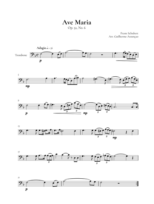 Ave Maria - F. Schubert  (Trombone) (Arr. Guilherme Assunção) - Franz Schubert (Trombone Solo)