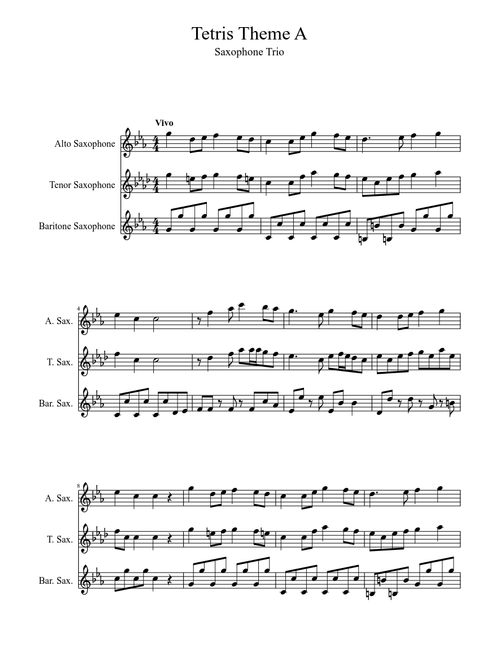 Tetris Theme A Saxophone Trio