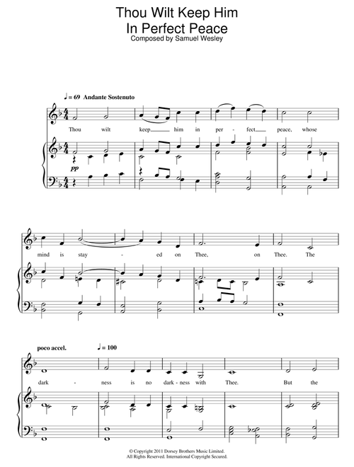 Thou Wilt Keep Him In Perfect Peace - Samuel Wesley (Piano Vocal)