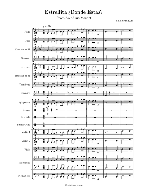 Twinkle Twinkle Little Star – Wolfgang Amadeus Mozart Estrellita Donde Estas – Wolfgang Amadeus Mozart