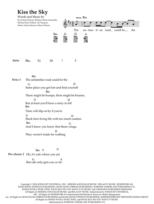 Kiss The Sky (Arr. Eden Armstrong) - Maren Morris (Mandolin Chords-Lyrics)