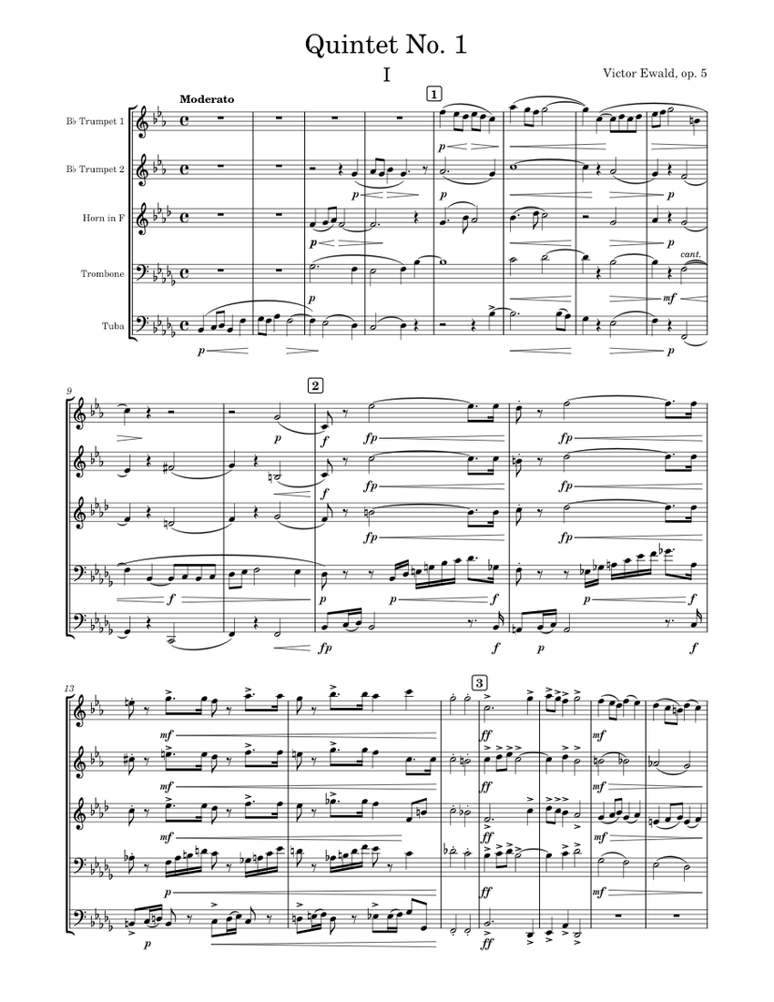 輸入譜 Victor Ewald SYMPHONY Brass Score Brass Quintet No.2, Op.6 - Victor Ewald Sheet Music for