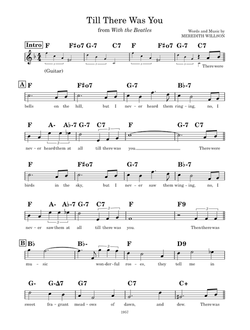 The Beatles - Till There Was You Lead Sheet (F)