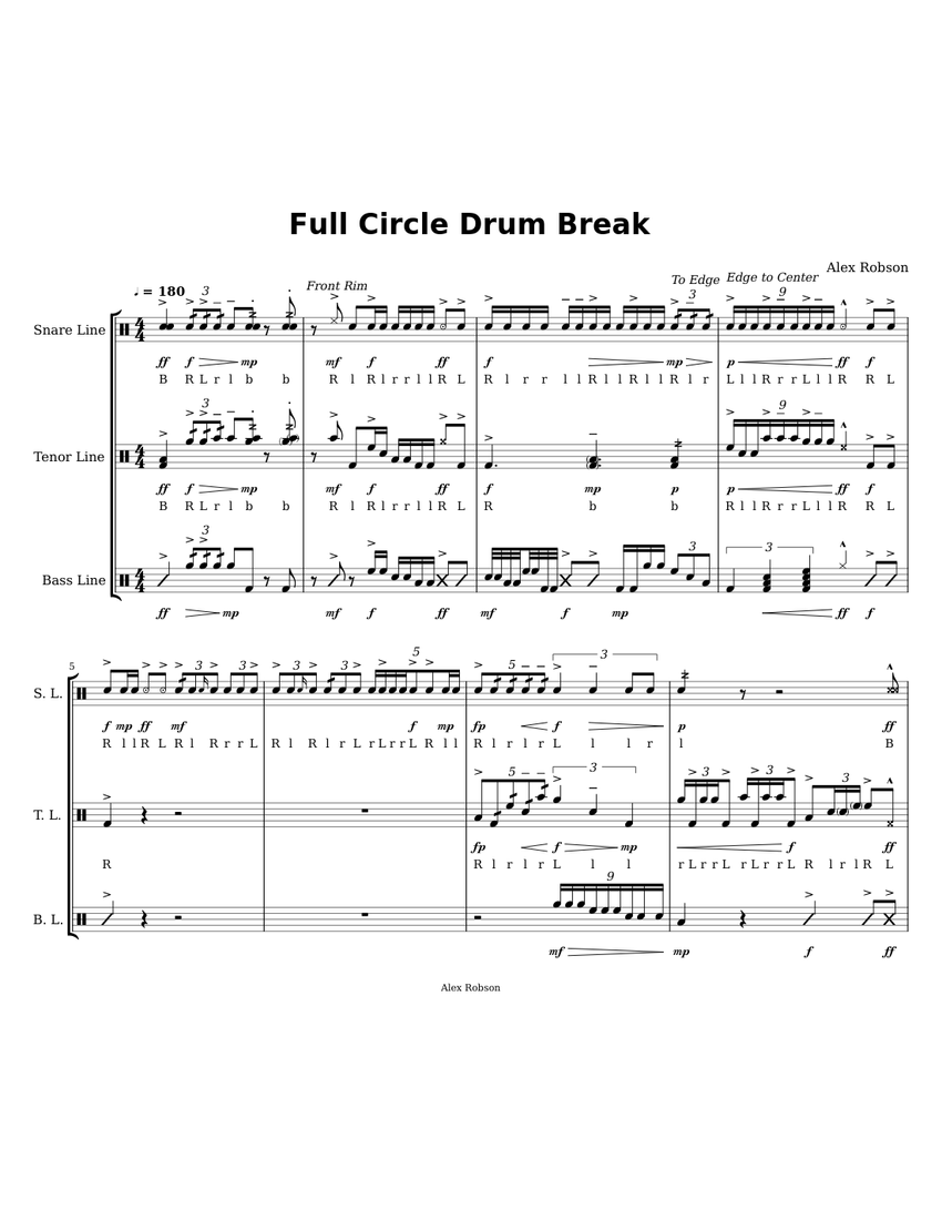 Full_Circle_Drum_Break Sheet music for Snare drum, Tenor drum, Bass