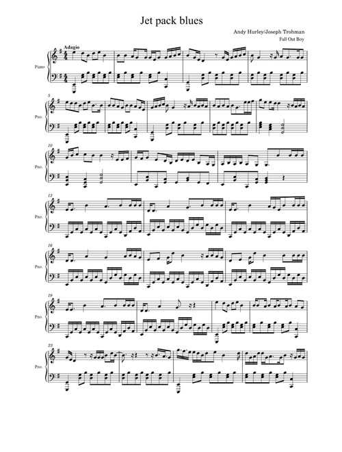 Jet Pack Blues (Arr. Fall Out Boy) (Piano Solo)