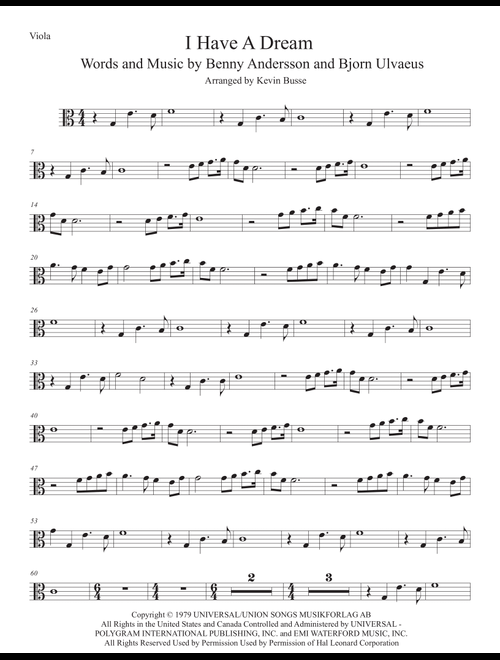 I Have A Dream (Arr. Kevin Busse) - ABBA (Viola Solo)