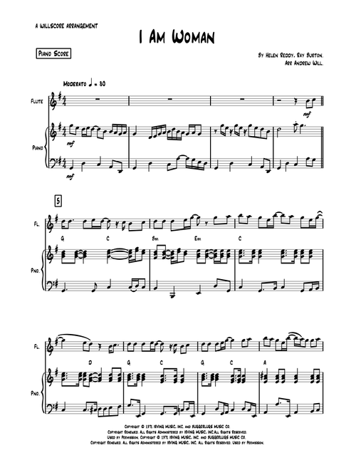 I Am Woman (Arr. Andrew Will) - Helen Reddy (Flute and Piano)