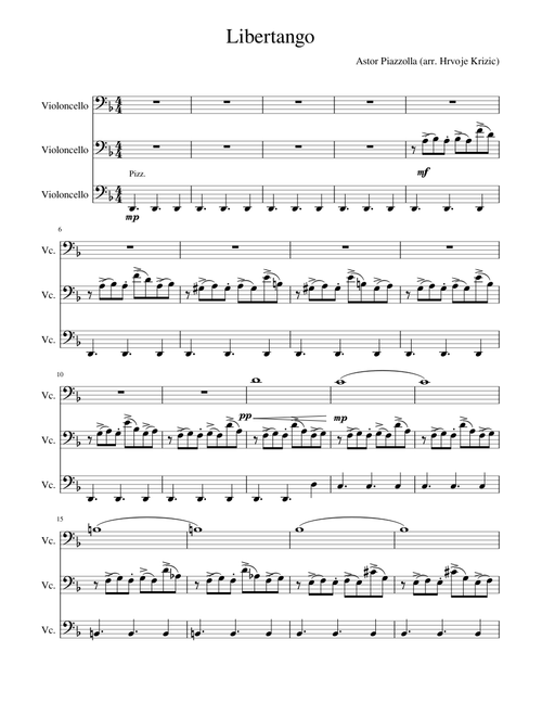 Libertango for Cello Trio