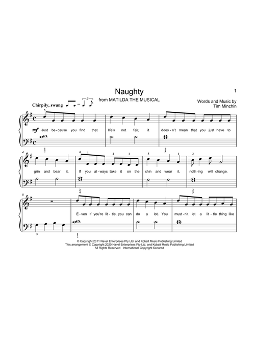 Naughty (from Matilda The Musical) (arr. Christopher Hussey) - Tim Minchin (Educational Piano)