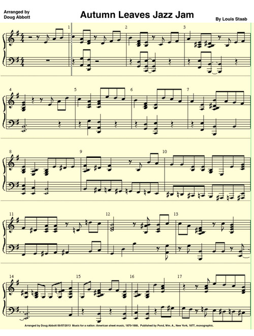 Autumn Leaves Jazz Jam (Arr. Doug Abbott) - Louis Staab (Piano Vocal)