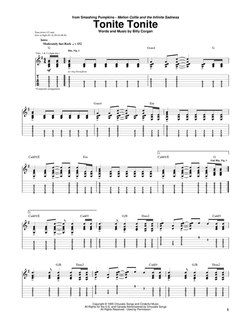Tonite Tonite - The Smashing Pumpkins (Guitar Tab)