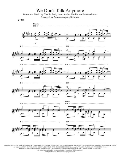 We Don't Talk Anymore (Arr. Antonius Agung Setiawan) - Charlie Puth feat Selena Gomez (Solo Guitar)