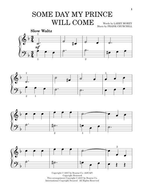 Some Day My Prince Will Come (from Snow White And The Seven Dwarfs) - Adriana Caselotti (Beginning Piano Solo)