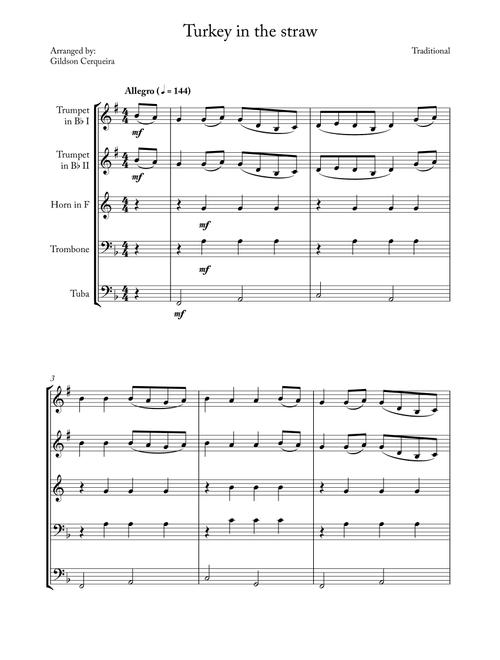 Turkey in the straw (Arr. Gildson Cerqueira) - Traditional (Brass Ensemble)