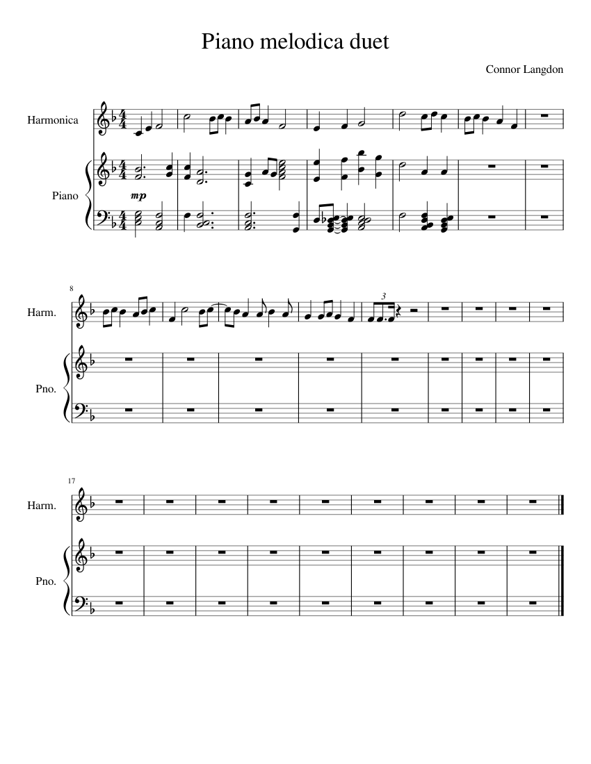 Piano melodica duet Sheet music for Piano, Harmonica (Solo)