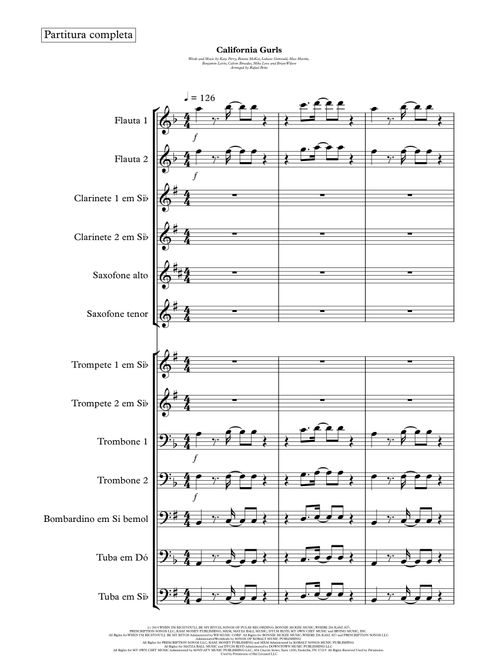 California Gurls (Arr. Rafael Brito) - Katy Perry Featuring Snoop Dogg (Small Ensemble)