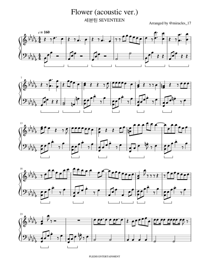 SEVENTEEN - Flower (Acoustic ver.) Sheet music for Piano