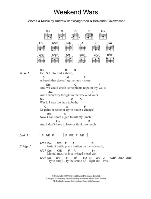 Weekend Wars - MGMT (Guitar Chords-Lyrics)