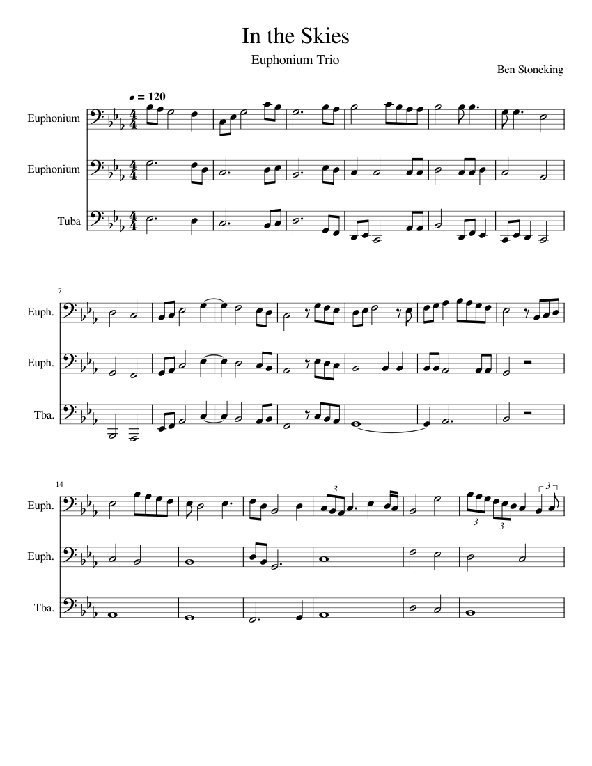 In the Skies Sheet music for Euphonium, Tuba (Brass Trio)