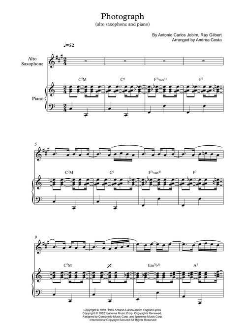 Photograph (Arr. Andrea Costa) - Astrud Gilberto (Instrumental Duet)