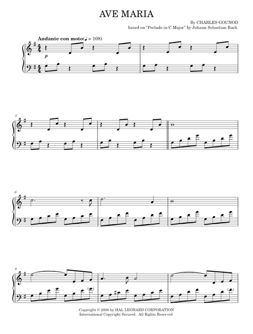 Ave Maria - Charles Gounod, Johann Sebastian Bach (Piano Solo)