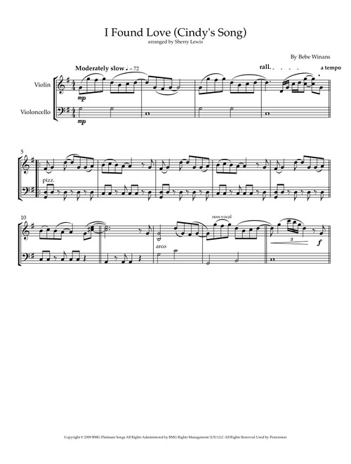 I Found Love (Arr. Sherry Lewis) - BeBe Winans (Instrumental Duet)