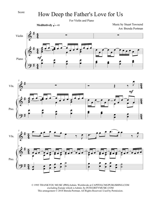 How Deep The Father's Love For Us (Arr. Brenda Portman) - Phillips, Craig & Dean (Violin and Piano)