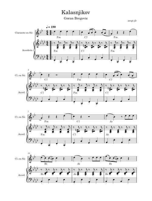 Kalasnjikov Goran Bregovic Balkans clarinet intermediat– jif26