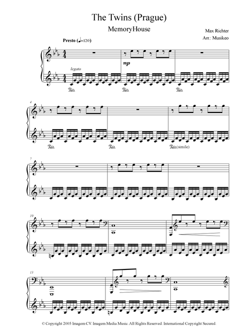 The Twins (prague) (Arr. Musikeo) - Max Richter (Piano Solo)
