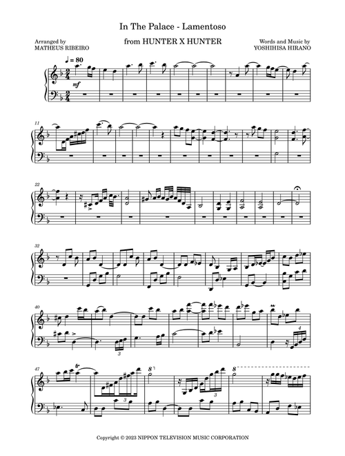 In The Palace - Lamentoso (Arr. Matheus Ribeiro) - Yoshihisa Hirano (Piano Solo)