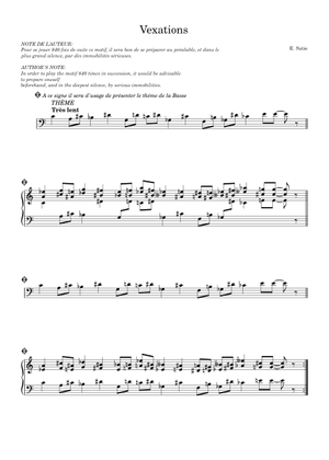 Vexations - Eric Satie (FULL) Sheet Music for Piano (Solo) | MuseScore.com