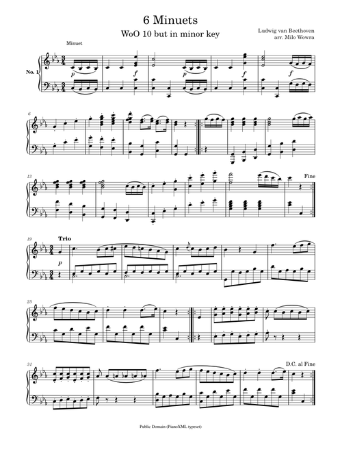 6 Minuets, WoO 10 – Ludwig van Beethoven 6 minuets In minor versions