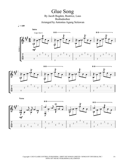 Glue Song (Arr. Antonius Agung Setiawan) - Beabadobee (Solo Guitar)