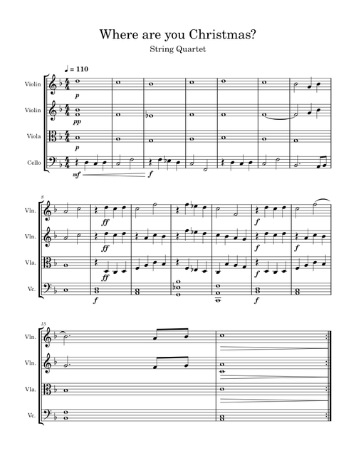 Where are you Christmas? - String Quartet