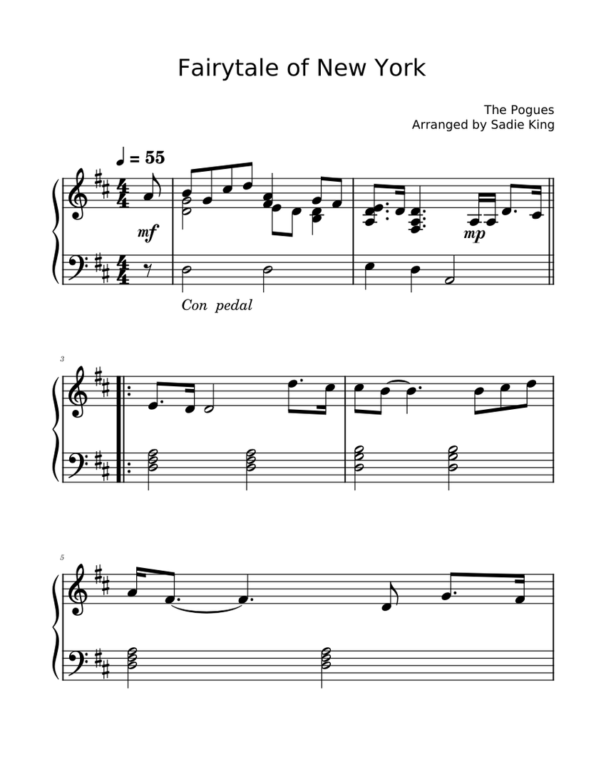 Fairytale of New York easy piano Sheet music for Piano (Solo