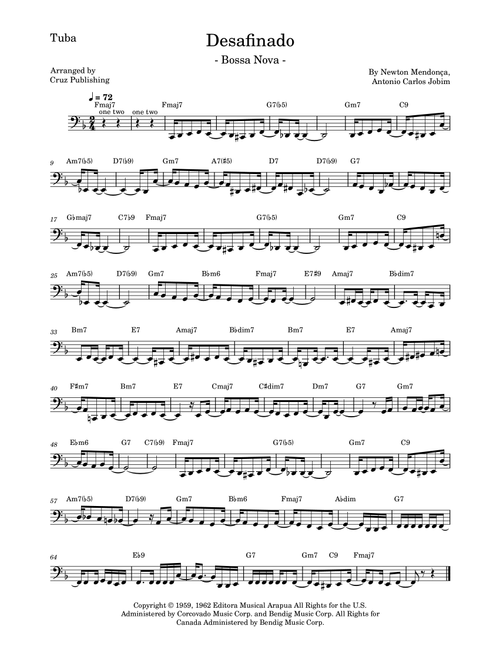 Desafinado (Arr. Cruz Publishing) - Antonio Carlos Jobim, Newton Mendonça (Tuba Solo)