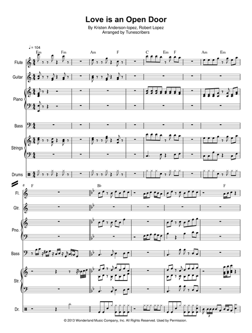 Love is an Open Door (Arr. Tunescribers) - Kristen Anderson-Lopez, Robert Lopez (Small Ensemble)