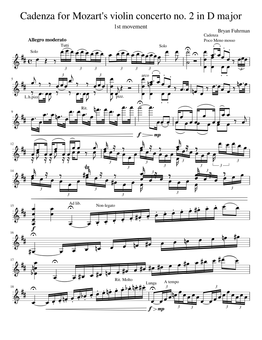 その他 Mozart: Violin Concerto Mozart: Violin Concerto No. 4 in D Major, K. 218 – Ficks Music