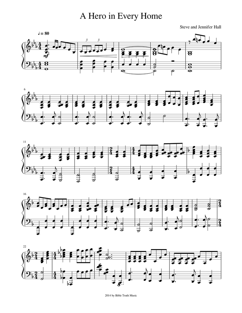 A hero in every home byron foxx a hero in every home sheet music for