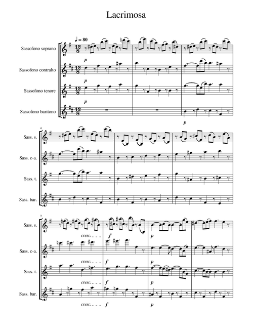 Lacrimosa Sax Quartet W.A.Mozart