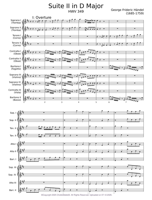Water Music Suite No. 2, HWV 349 for Saxophone Ensemble – Georg Friedrich Händel